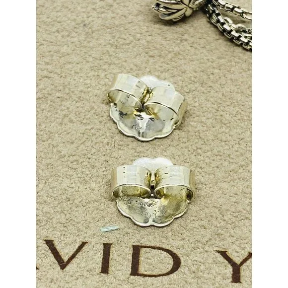 David Yurman Multi-Stone Pearl Sterling Silver Drop Earrings 18K 750 - Picture 6 of 12